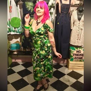 Westmoon women’s tropical toucan tiki print midi wrap dress vintage inspired